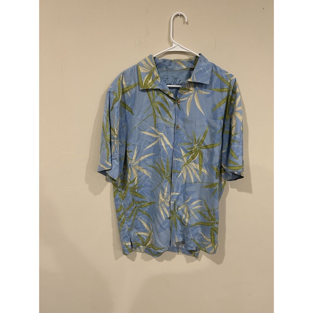 TOMMY BAHAMA 100% Silk Hawaiian Shirt Men's L Multicolor Short Sleeve
